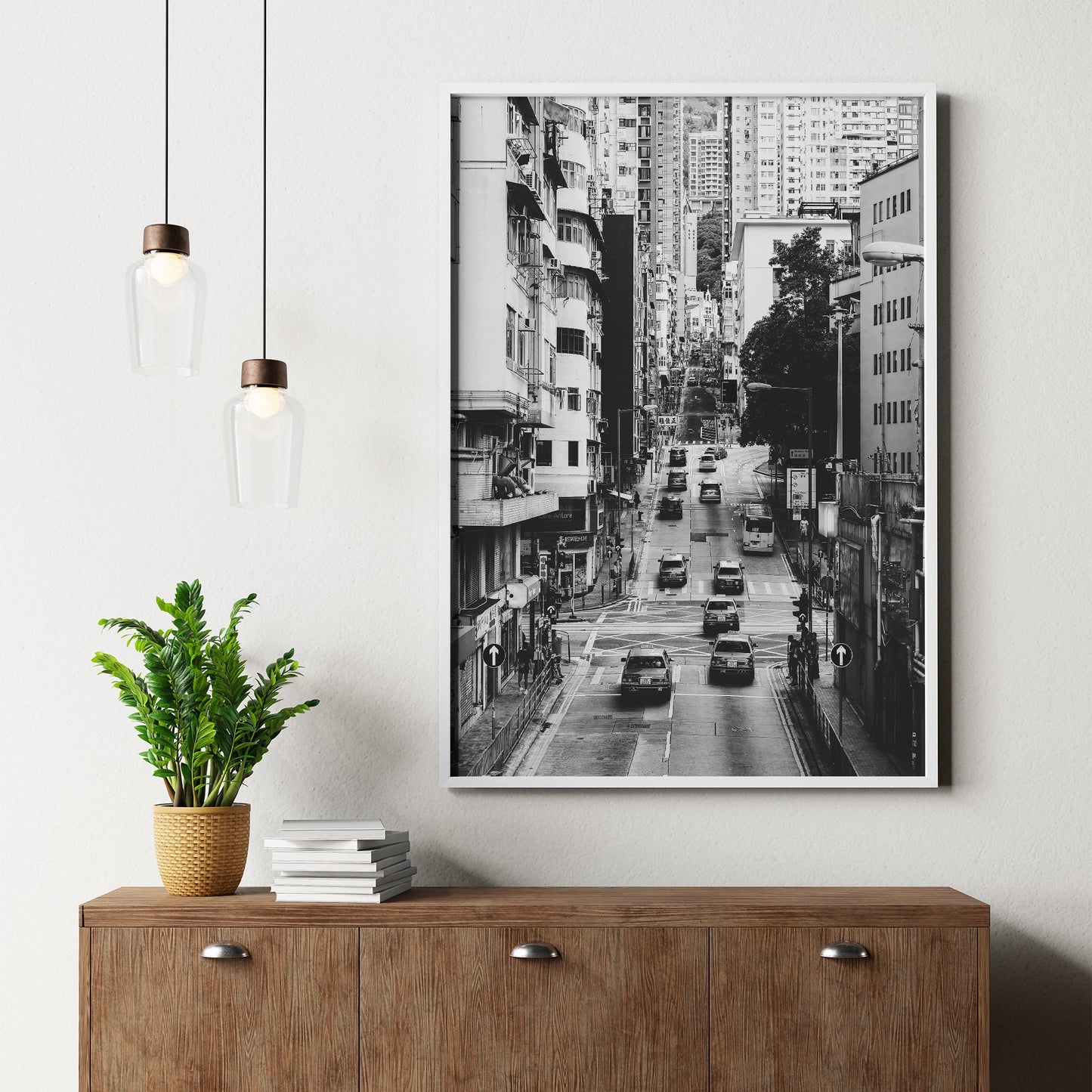 Affiche de scène de rue de Hong Kong, photographie de rue en noir et blanc