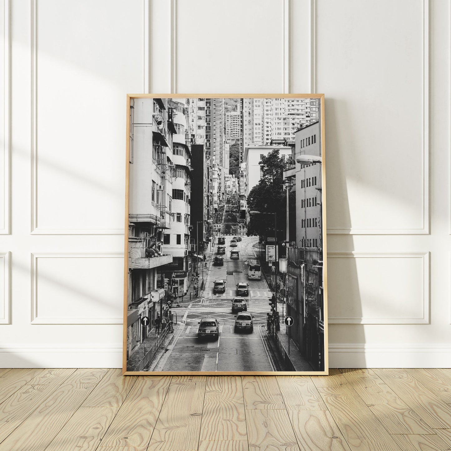 Affiche de scène de rue de Hong Kong, photographie de rue en noir et blanc