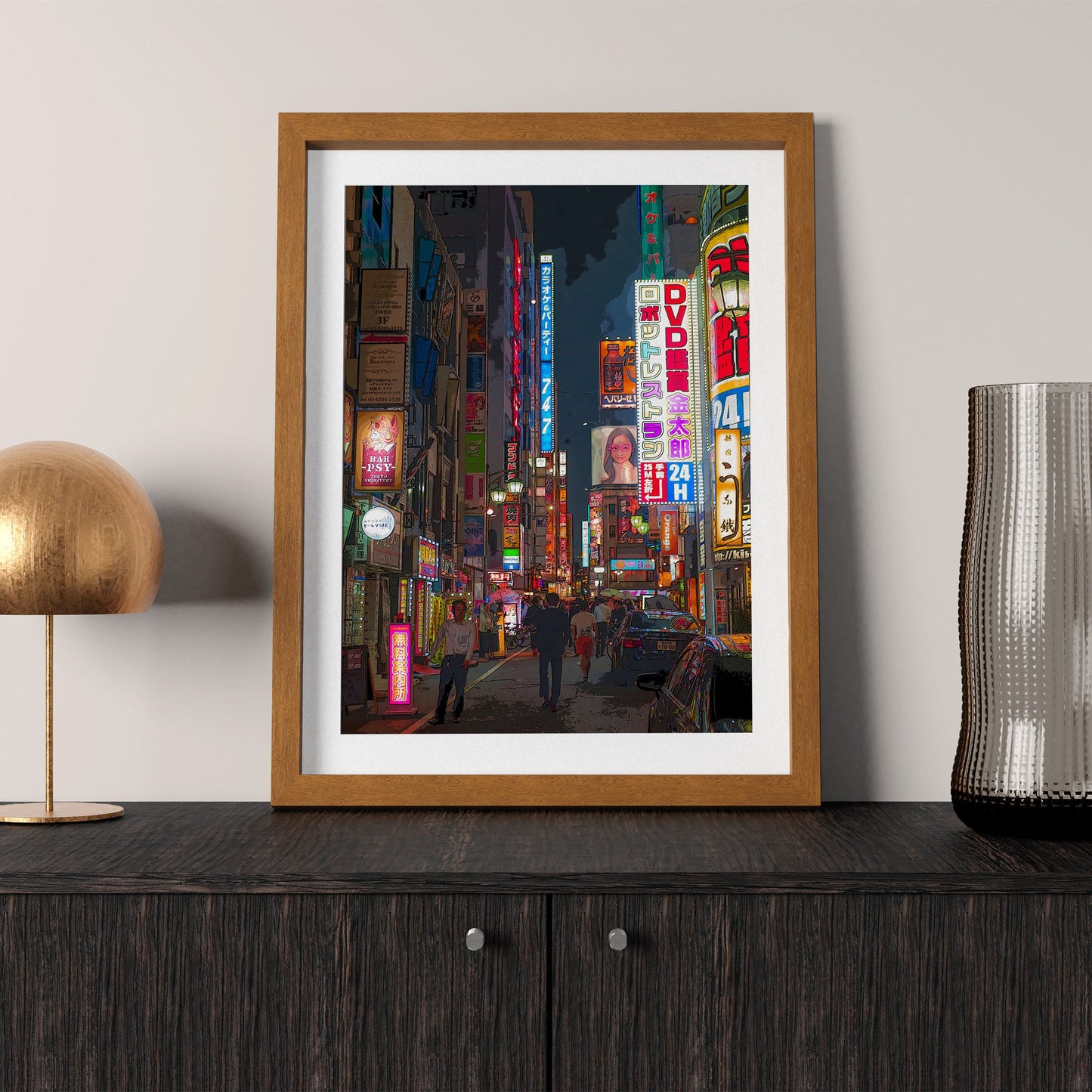 Vibrant Tokyo At Night Wall Art, Photo To Art Print, Cyberpunk japonais ou affiche de style anime