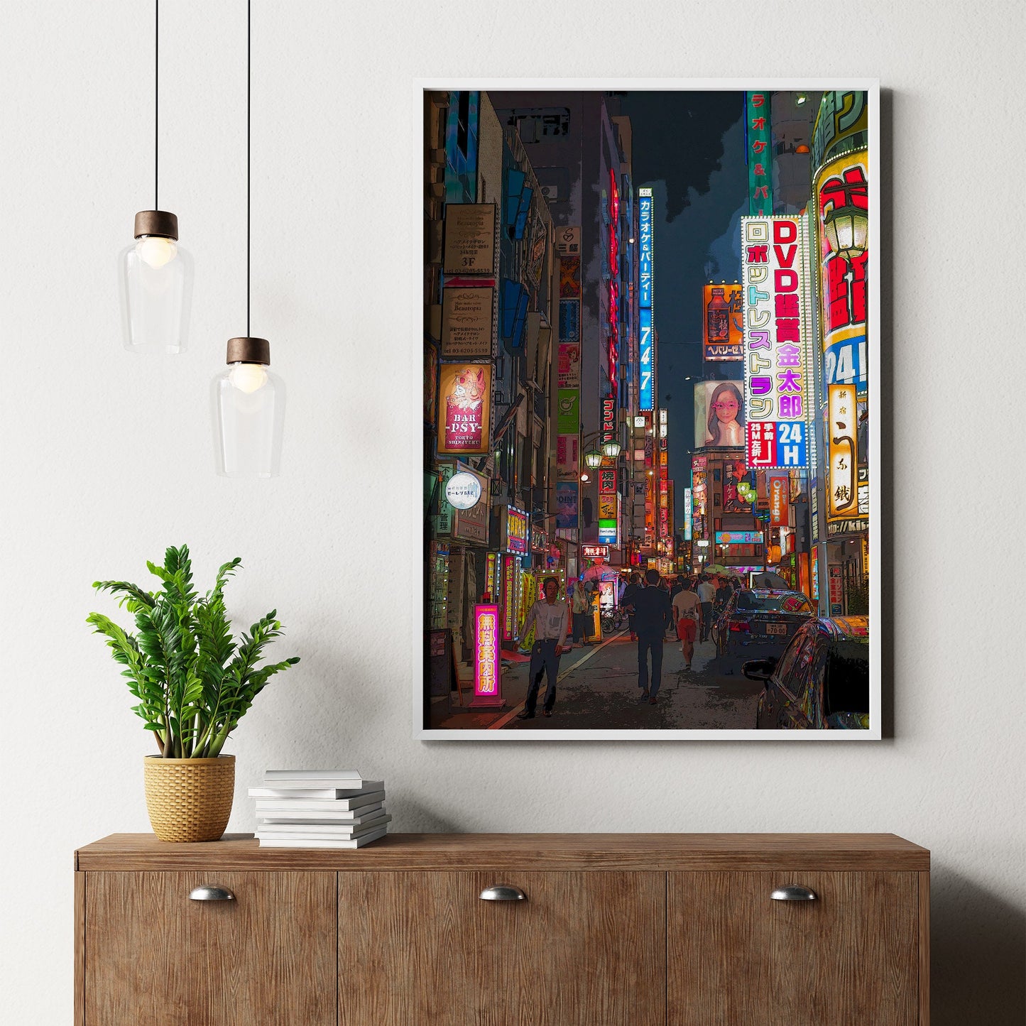 Vibrant Tokyo At Night Wall Art, Photo To Art Print, Cyberpunk japonais ou affiche de style anime