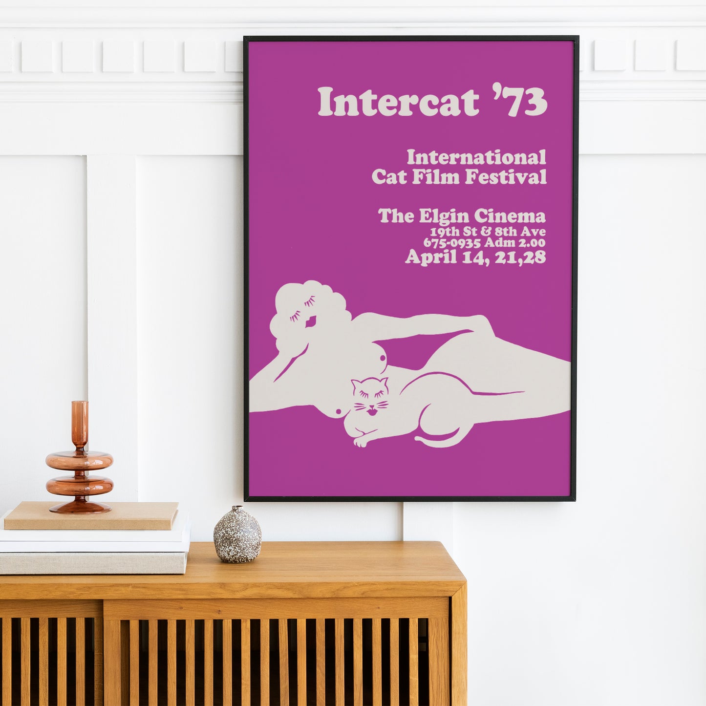 Retro Cat Film Festival Poster, "Intercat" New York City, 1973