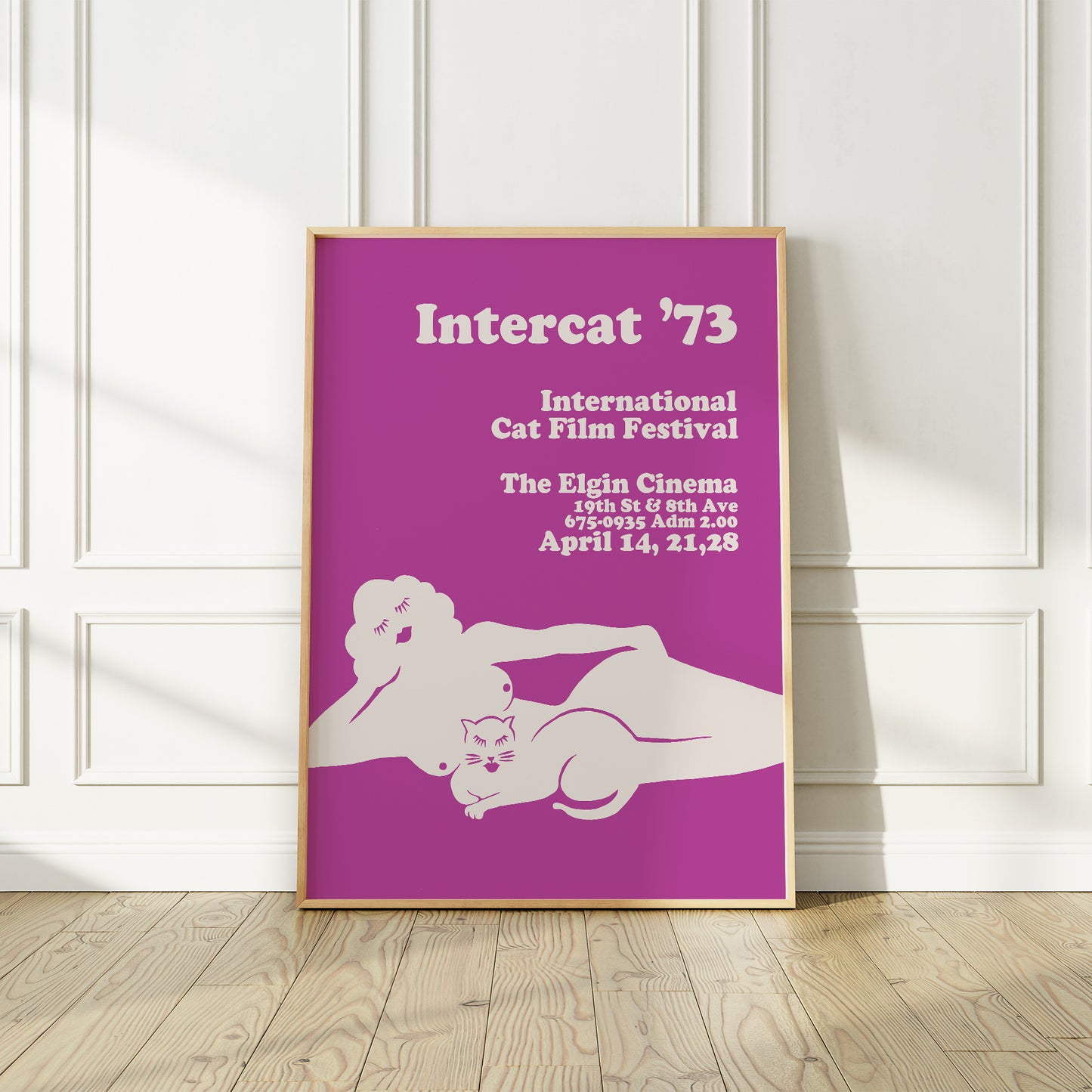 Retro Cat Film Festival Poster, "Intercat" New York City, 1973