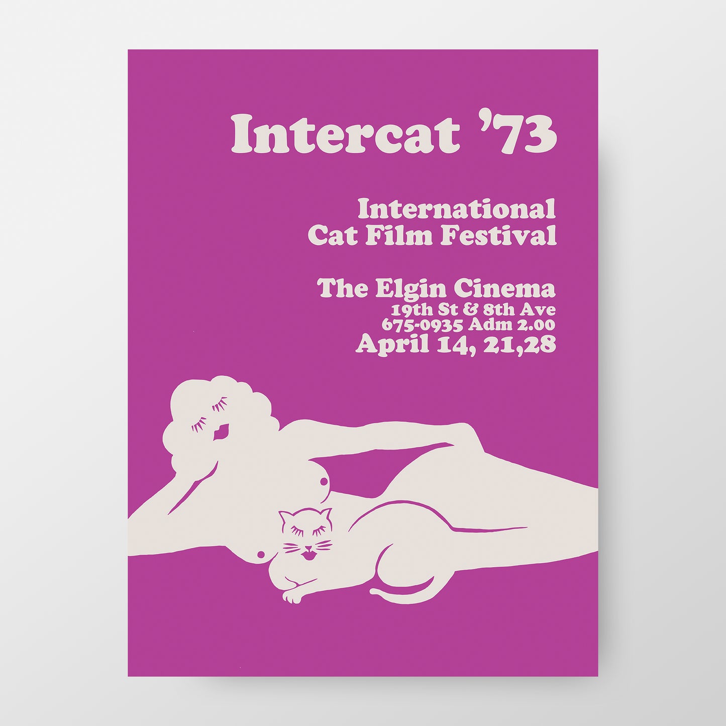 Retro Cat Film Festival Poster, "Intercat" New York City, 1973