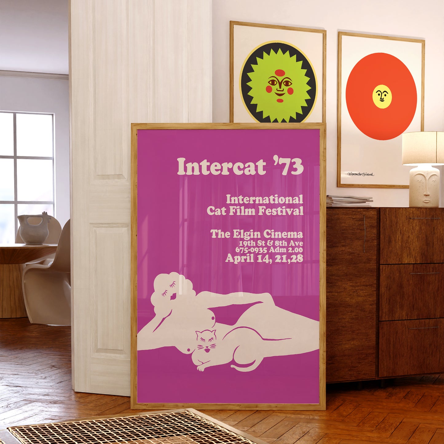 Retro Cat Film Festival Poster, "Intercat" New York City, 1973