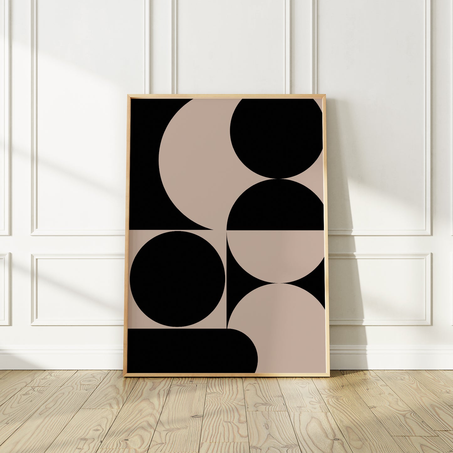 Affiche abstraite du milieu du siècle moderne, « Illusion II », beige et noir