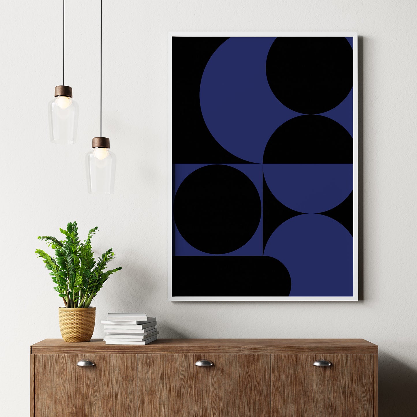 Affiche abstraite moderne du milieu du siècle, « Vision » bleu et noir