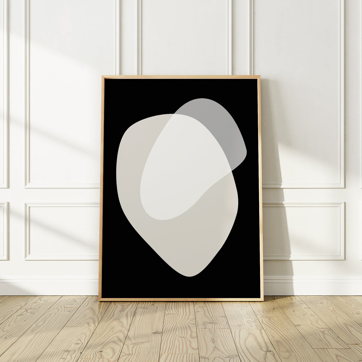 Affiche abstraite du milieu du siècle moderne, « Illusion II », beige et noir