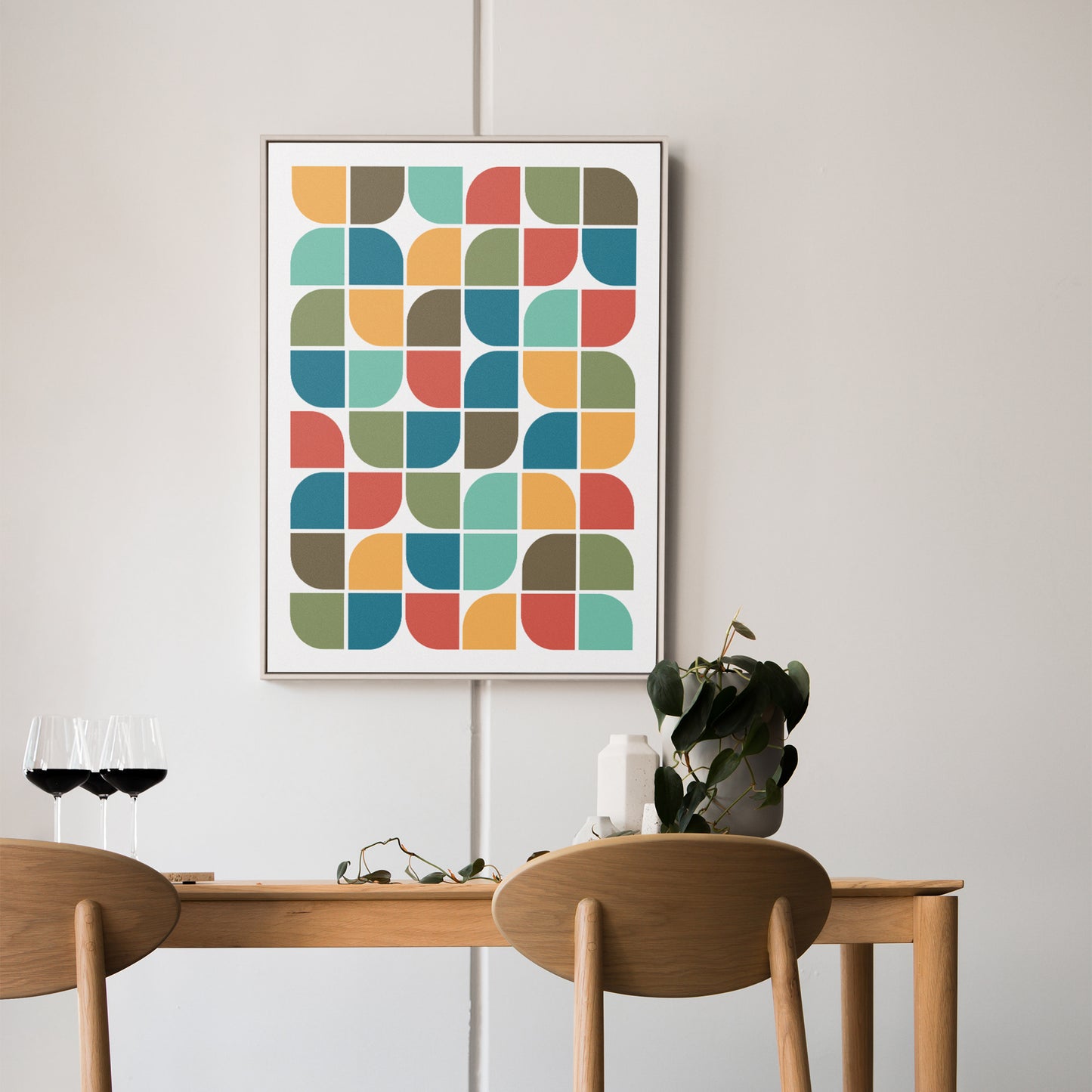 Impression d'art abstrait coloré du milieu du siècle
