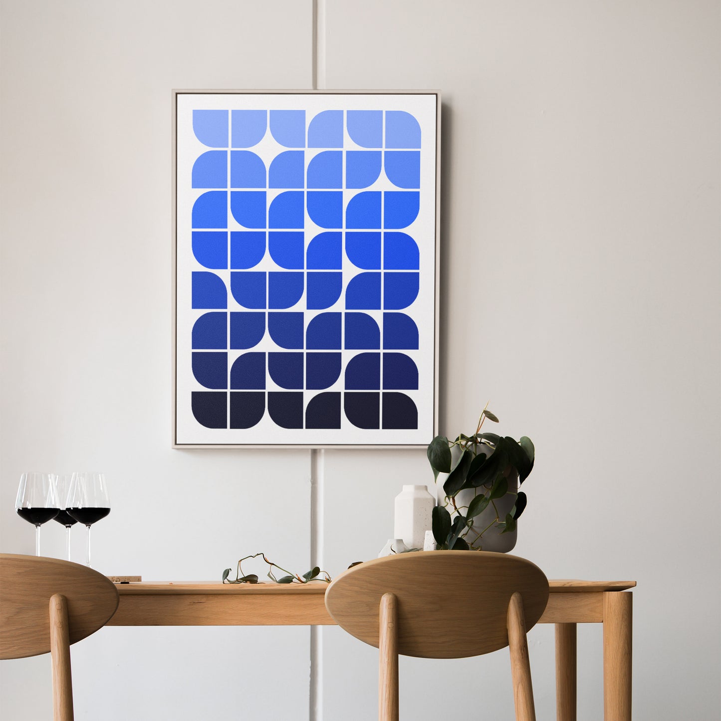 Nuances de bleu, impression d'art abstrait du milieu du siècle
