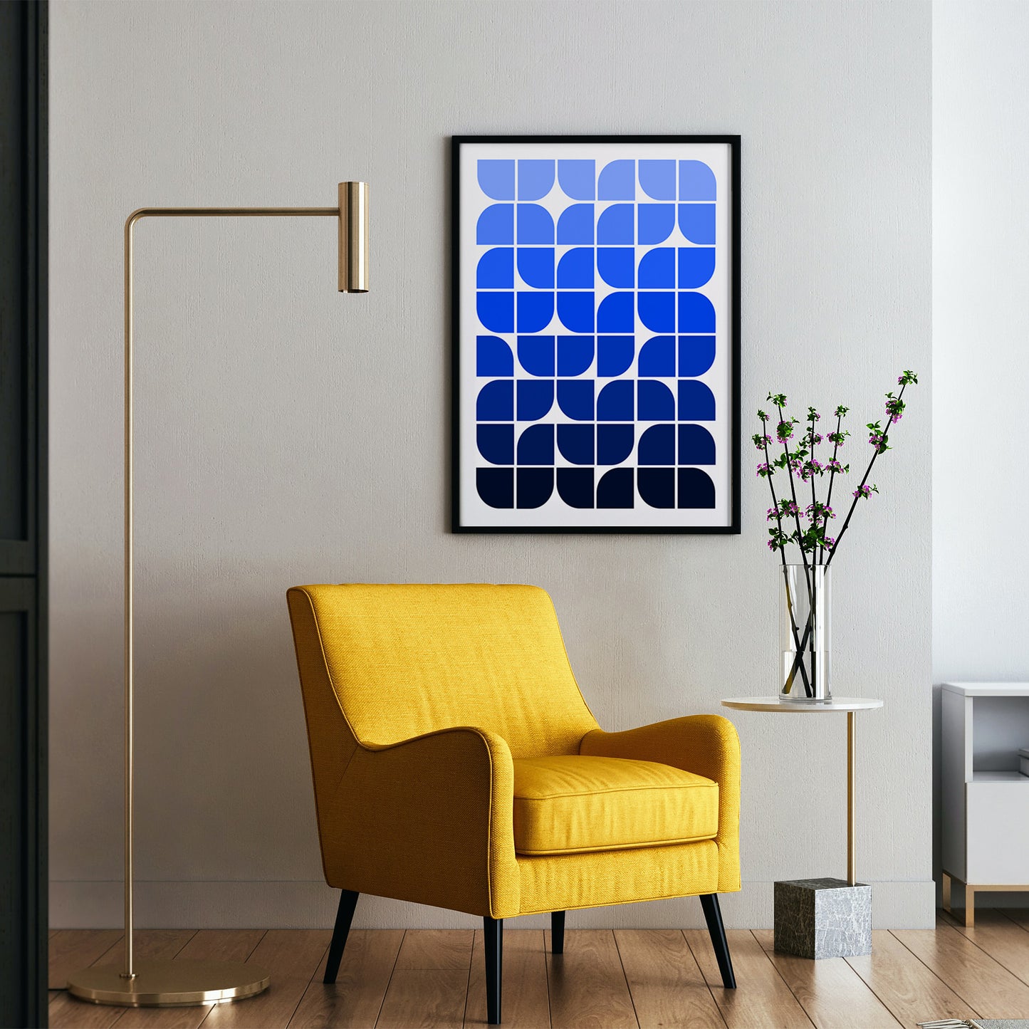 Nuances de bleu, impression d'art abstrait du milieu du siècle
