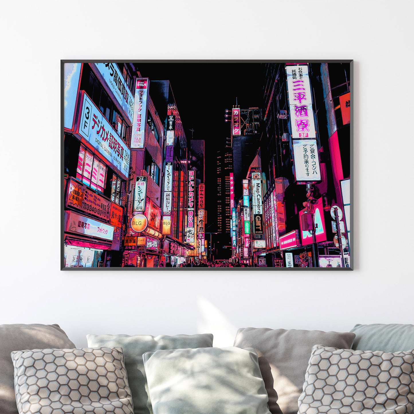 Tokyo at Night Art Print, photo colorée à peinture numérique