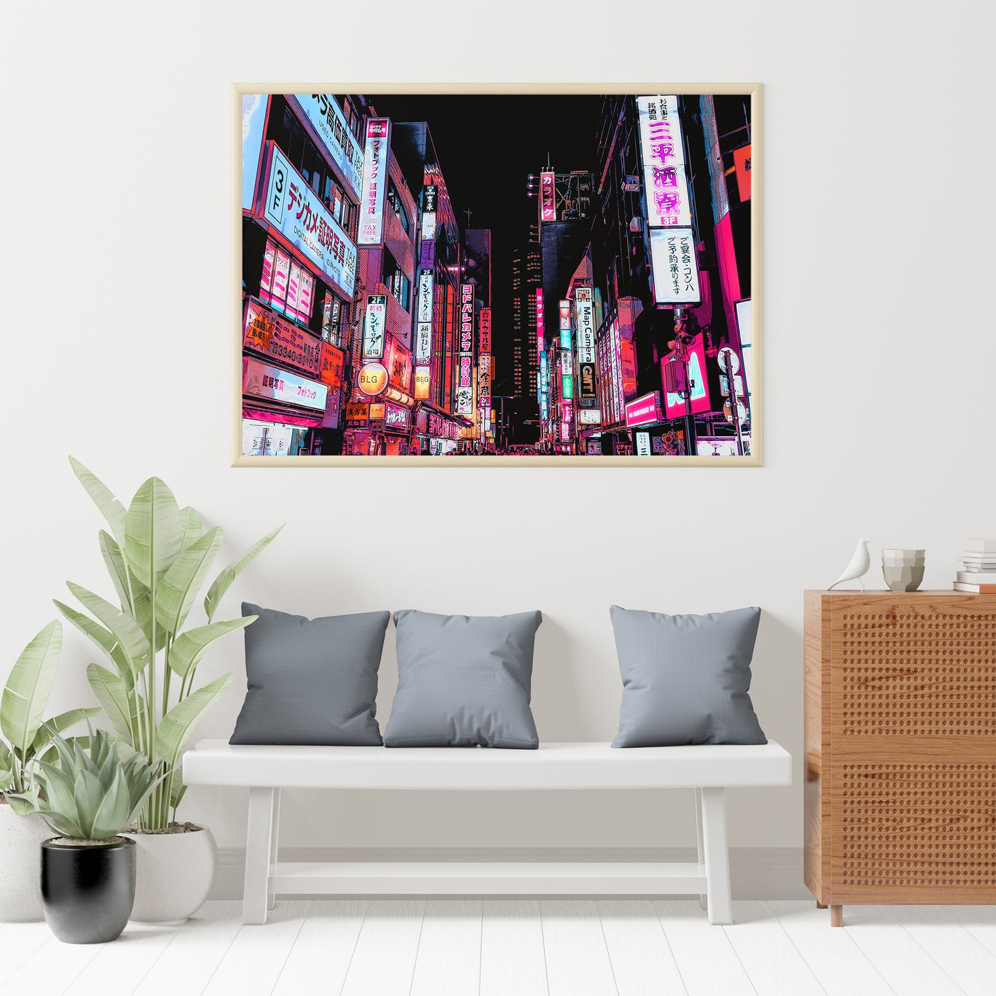 Tokyo at Night Art Print, photo colorée à peinture numérique