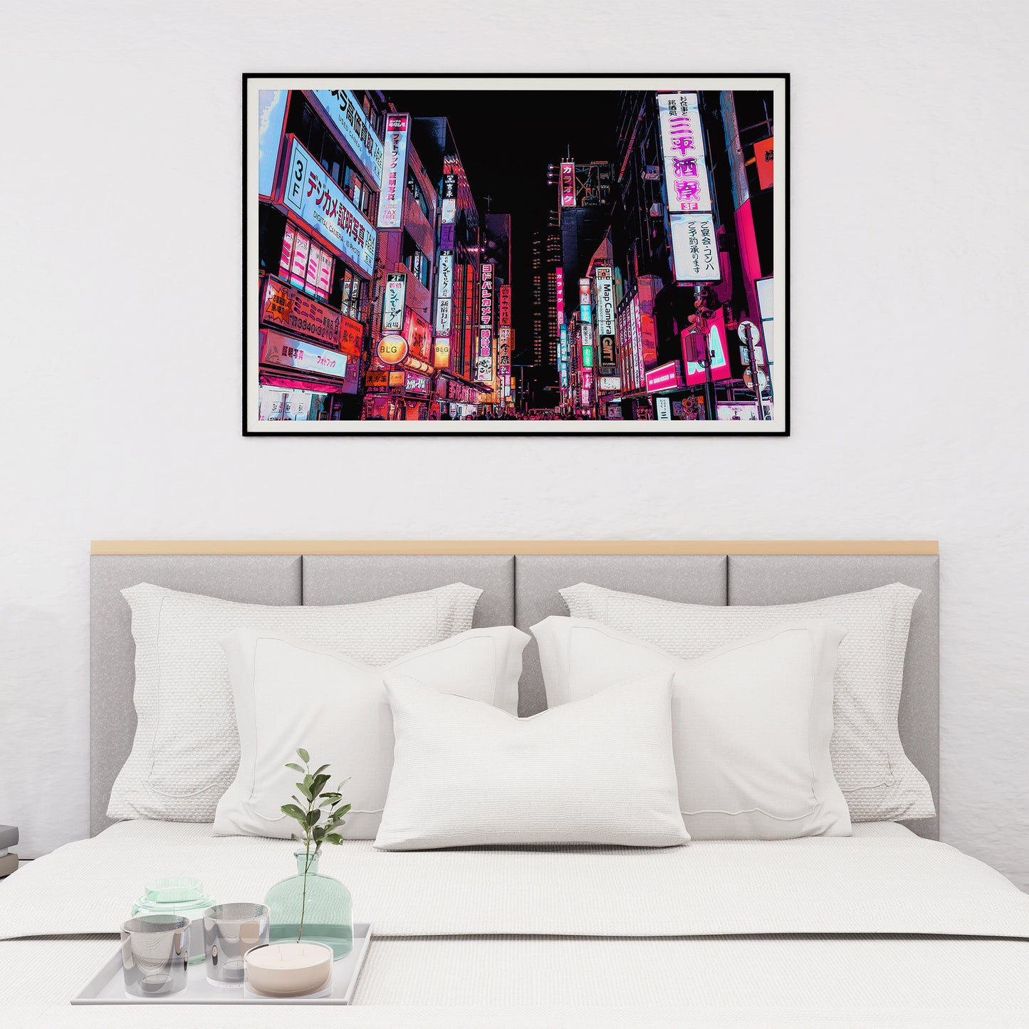 Tokyo at Night Art Print, photo colorée à peinture numérique