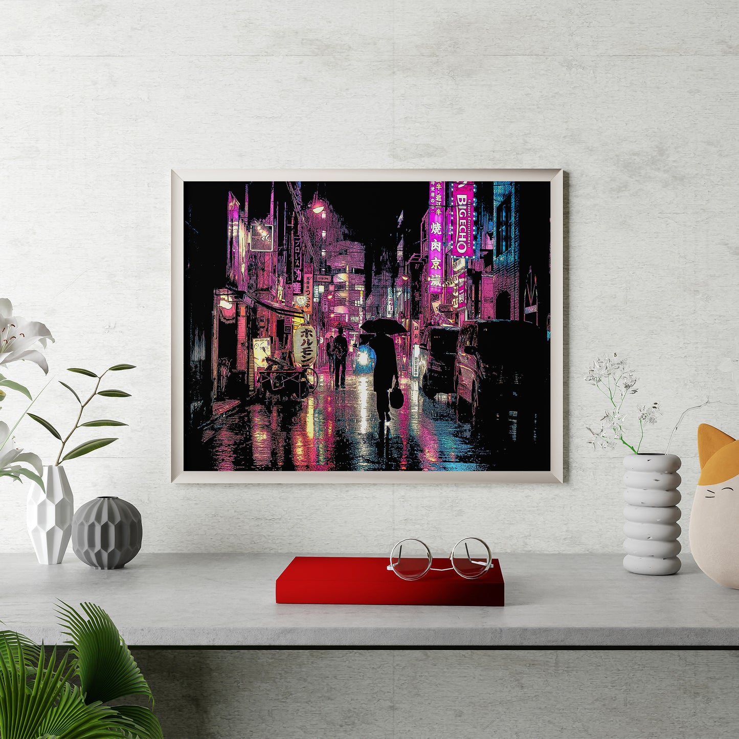 Affiche de Tokyo la nuit, district de Shinjuku Kabukicho, photo à peinture numérique Impression artistique