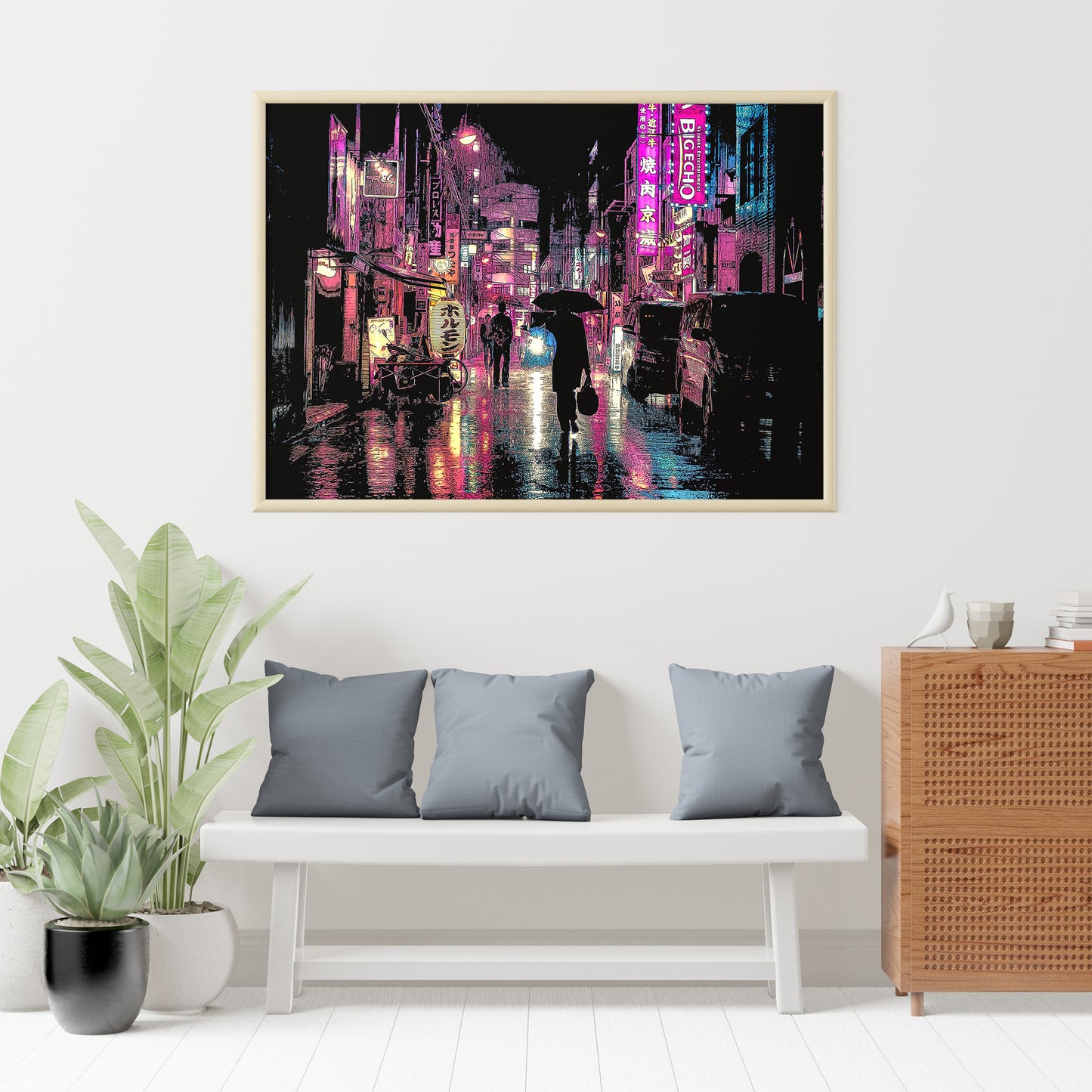 Affiche de Tokyo la nuit, district de Shinjuku Kabukicho, photo à peinture numérique Impression artistique