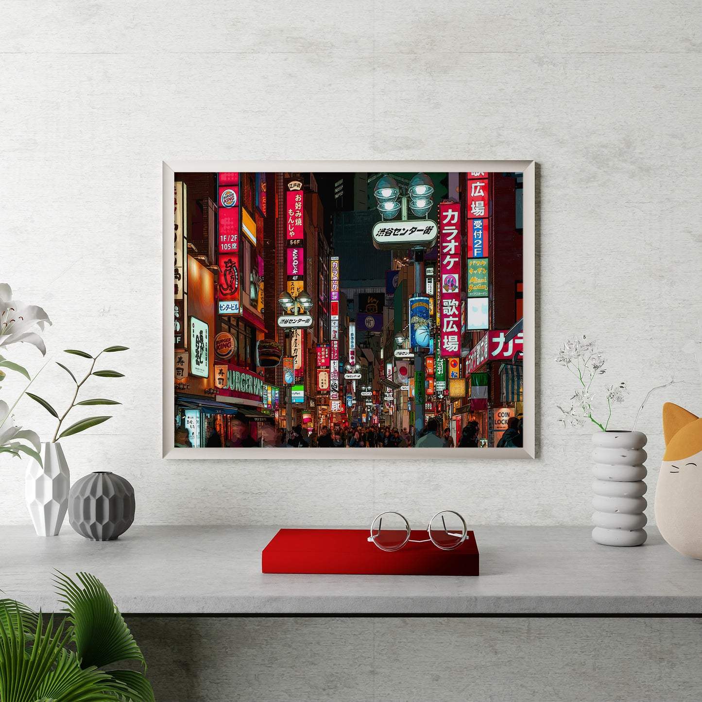 Impression d'art colorée de Tokyo, district de Shinjuku la nuit Poster