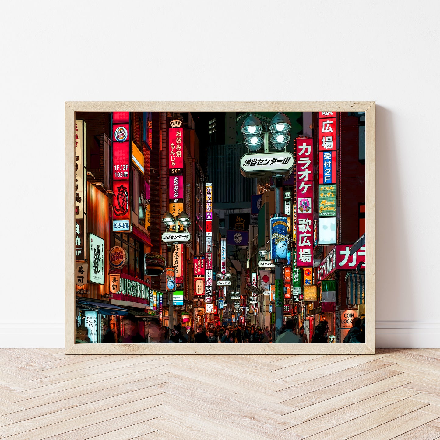 Impression d'art colorée de Tokyo, district de Shinjuku la nuit Poster