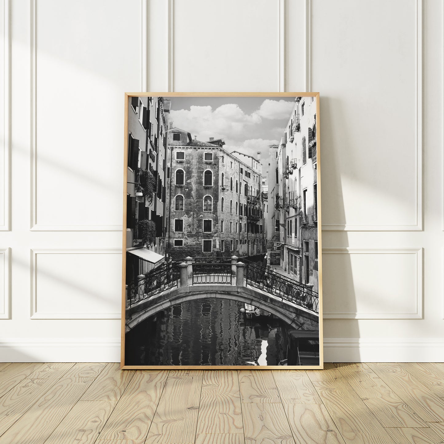Photographie en noir et blanc de Venise en Italie