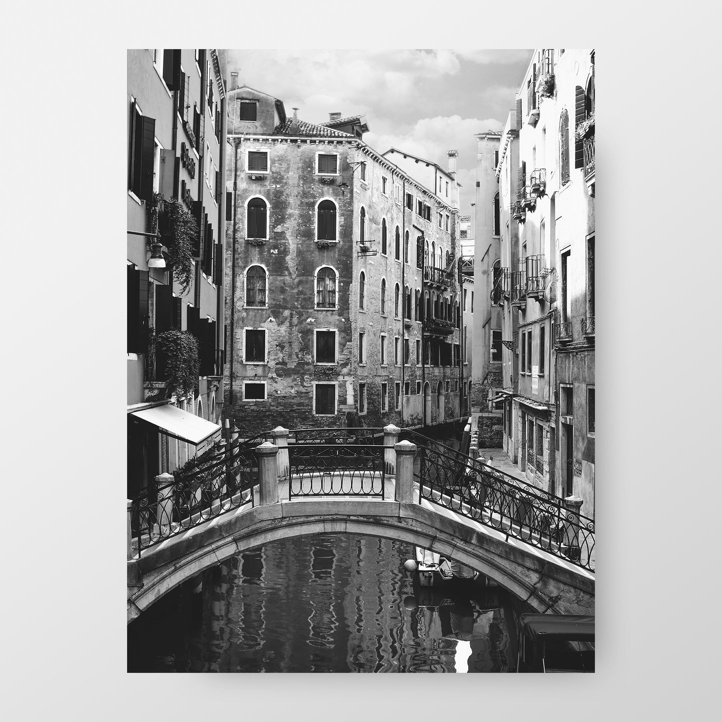 Photographie en noir et blanc de Venise en Italie