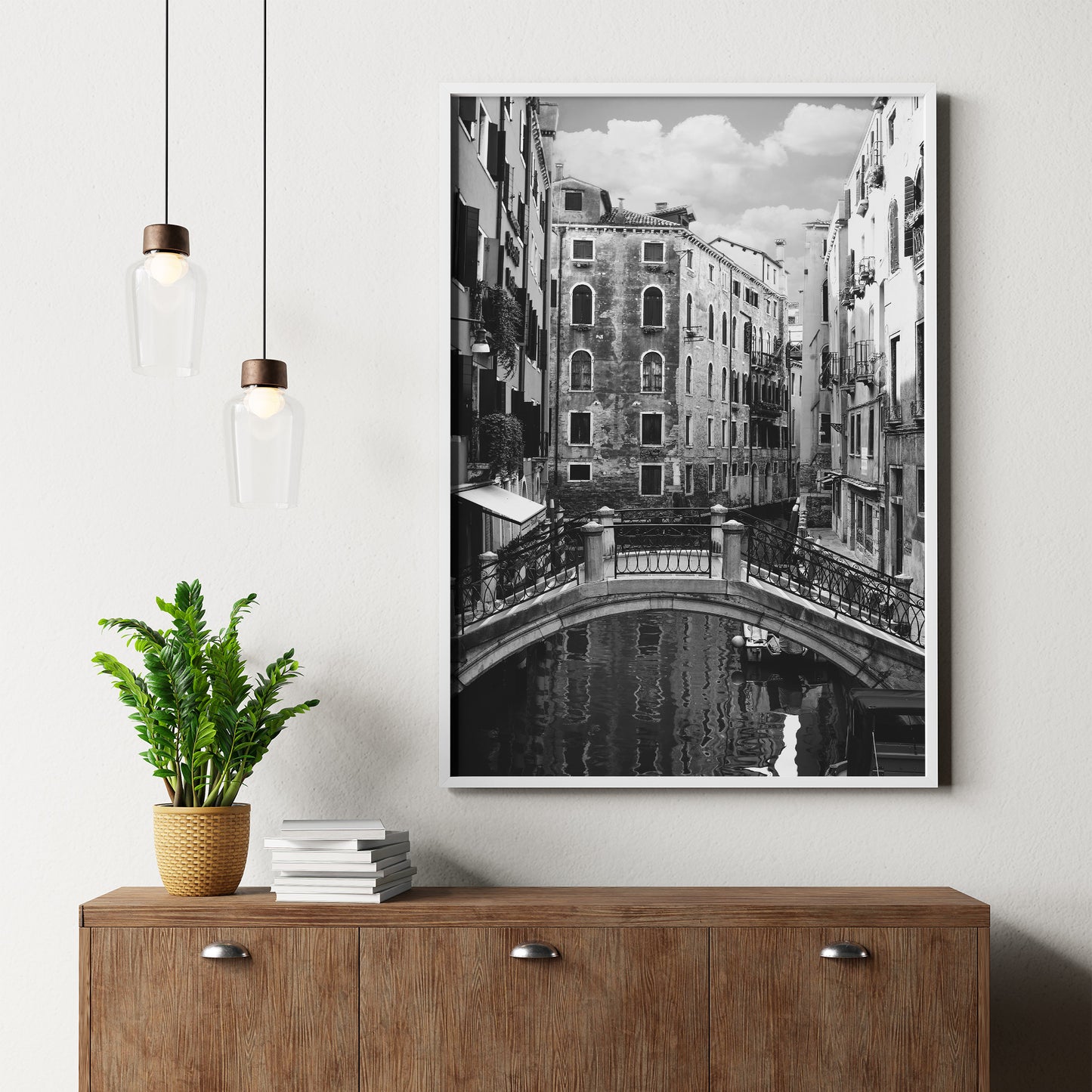 Photographie en noir et blanc de Venise en Italie