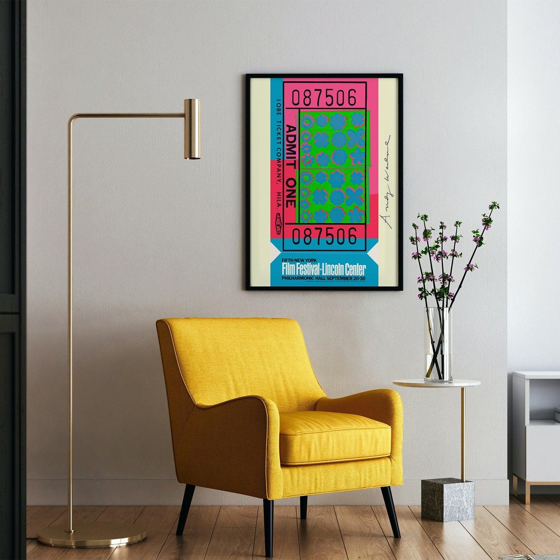 Andy Warhol Fine Art Print, 1967 Film Festival Ticket Fifth New York by Andy Warhol