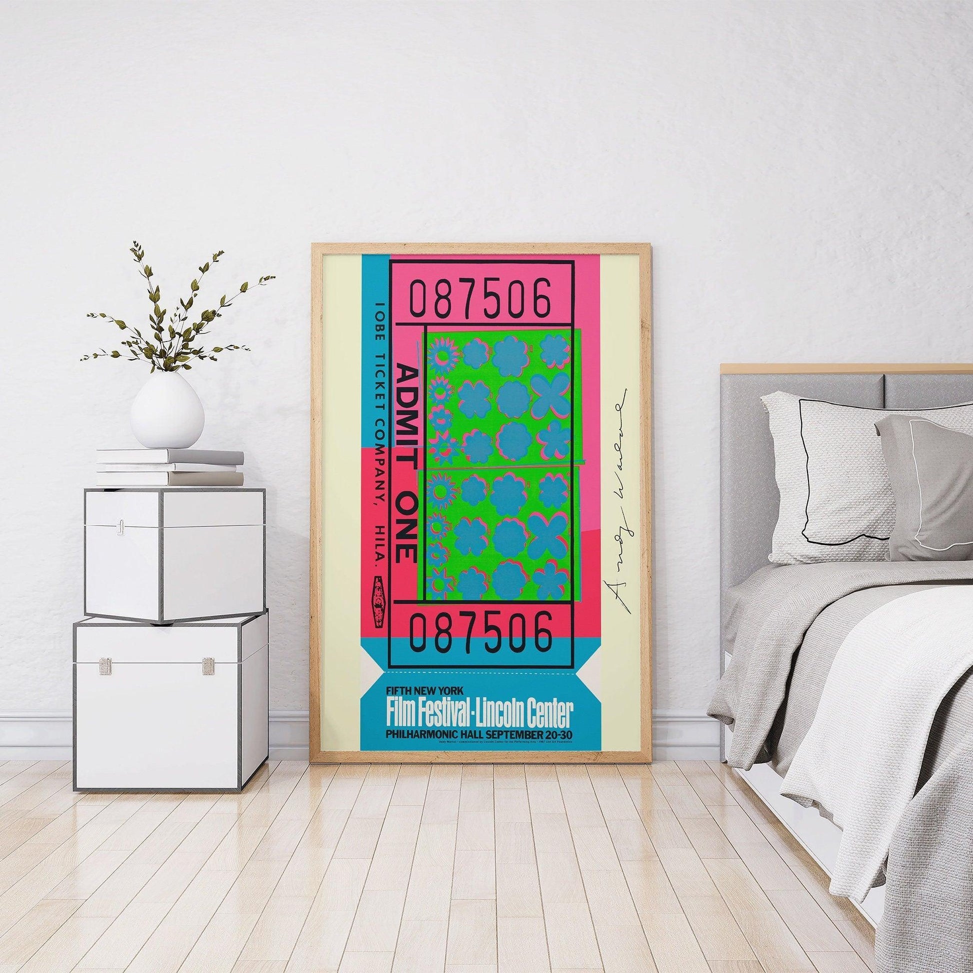 Andy Warhol Fine Art Print, 1967 Film Festival Ticket Fifth New York by Andy Warhol