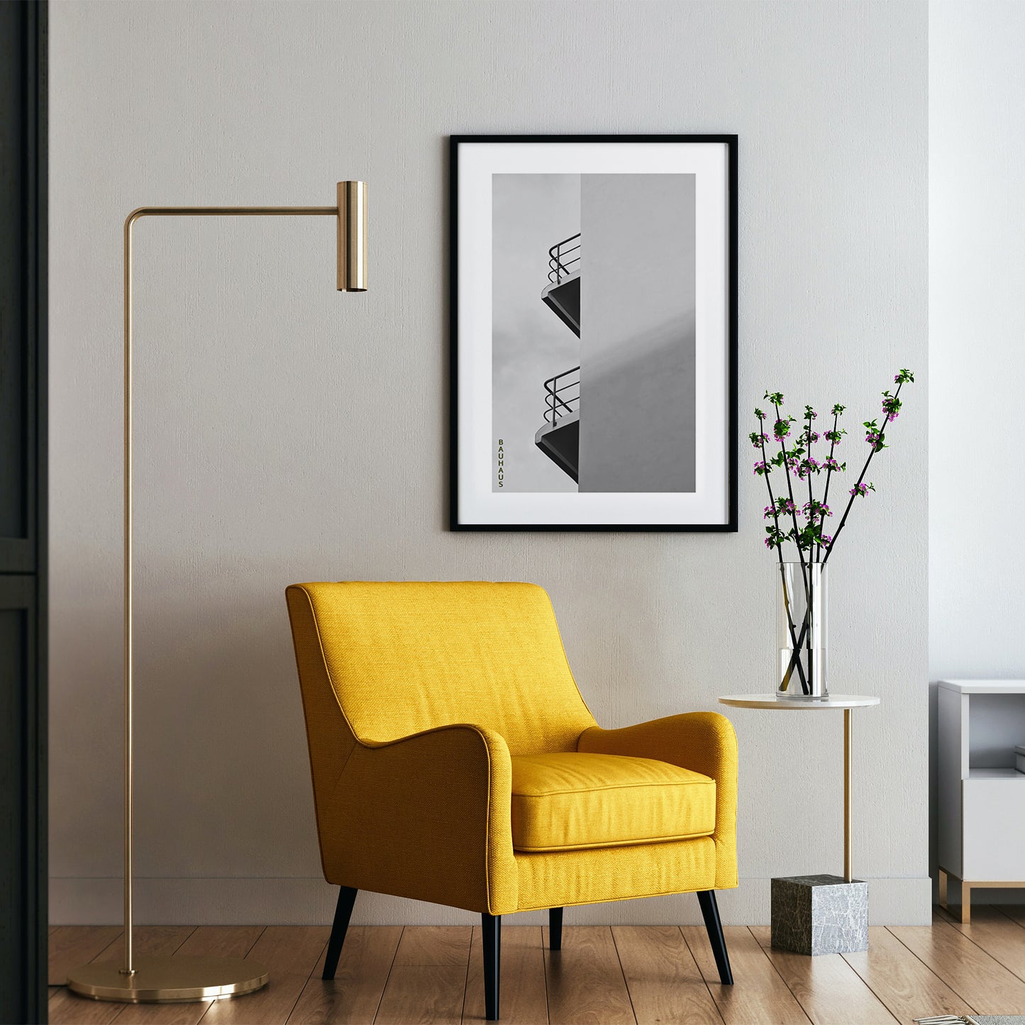 Bauhaus Minimalist Architecture Poster | Black and White Photography