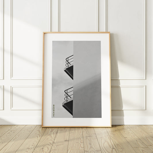 Bauhaus Minimalist Architecture Poster | Black and White Photography