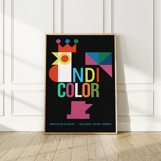 Vibrant "Indicolor Plakate" Jacques Bollmann Zurich Exhibition Poster