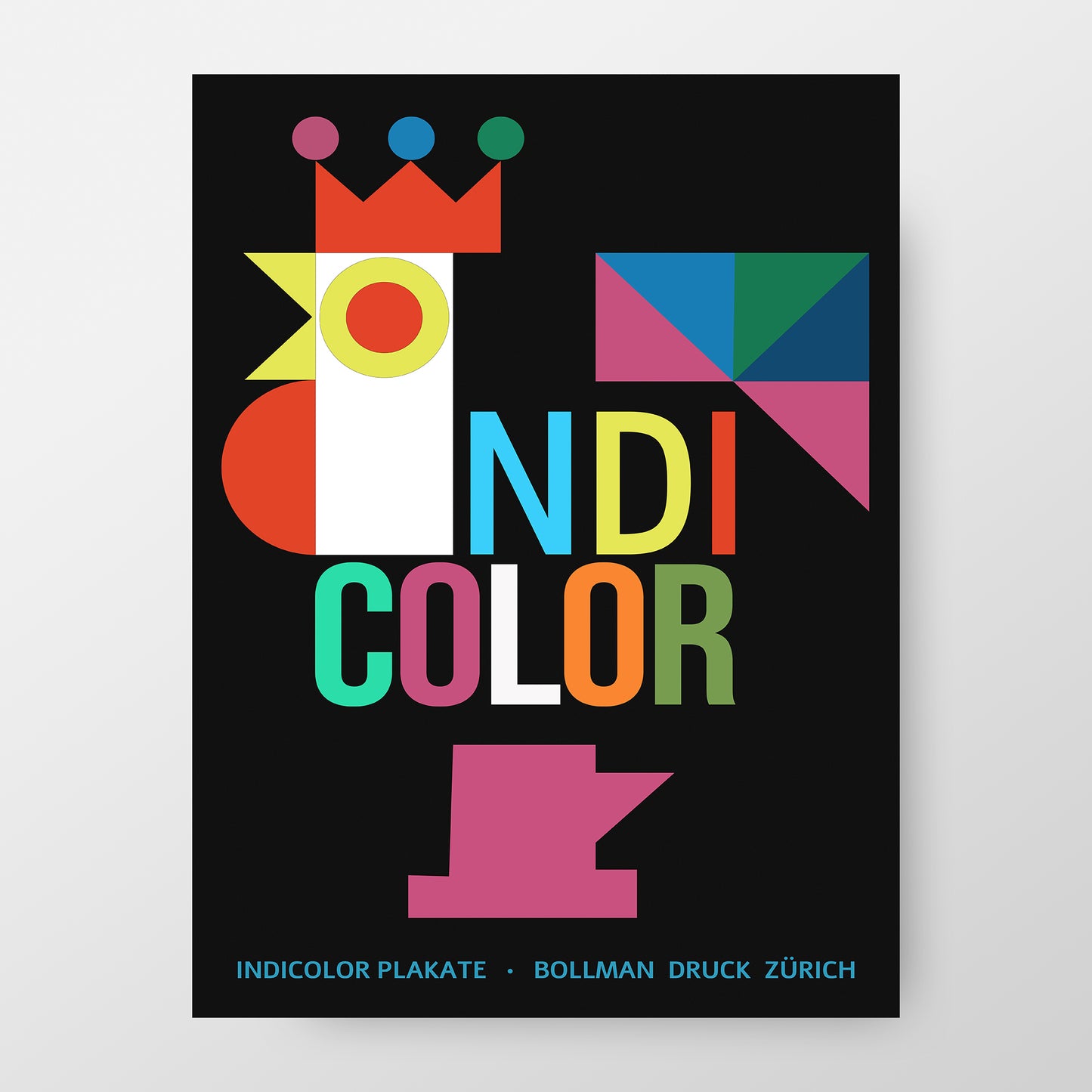 Vibrant "Indicolor Plakate" Jacques Bollmann Zurich Exhibition Poster