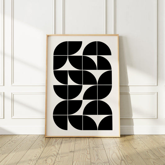 Bold Black Shapes Mid-Century Abstract Art Print