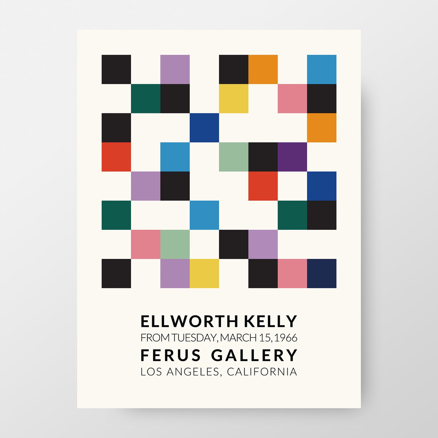 Affiche de l'exposition Ellsworth Kelly, Los Angeles, Californie, 1966