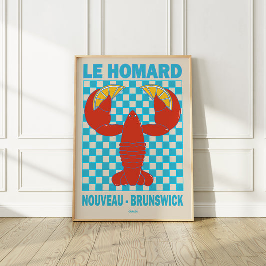 Homard Lobster New Brunswick Retro Poster