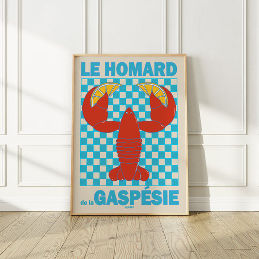 Homard Lobster Gaspésie Québec Retro Poster