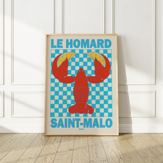 Homard Lobster St-Malo France Retro Poster