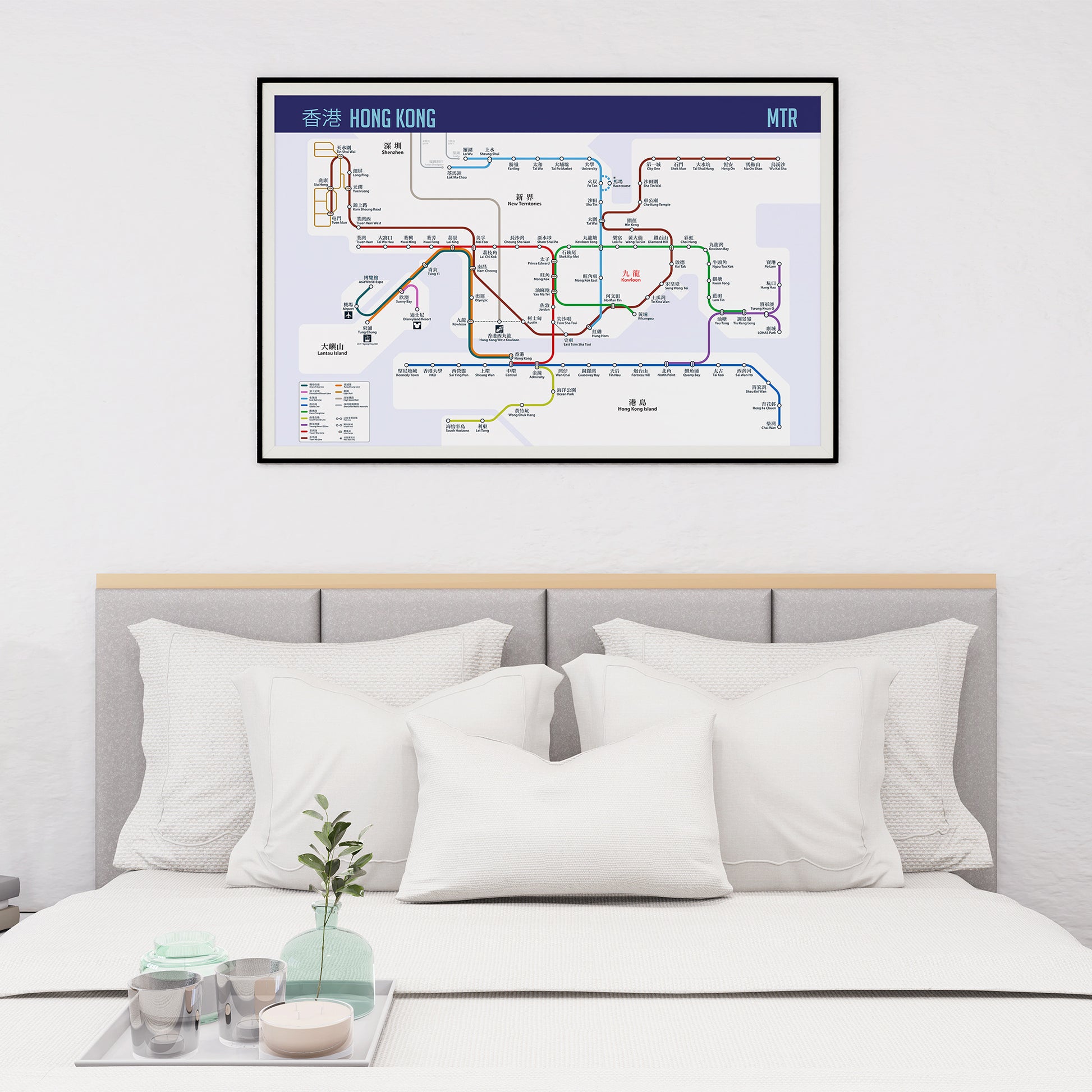 Hong Kong Subway MTR Map Poster