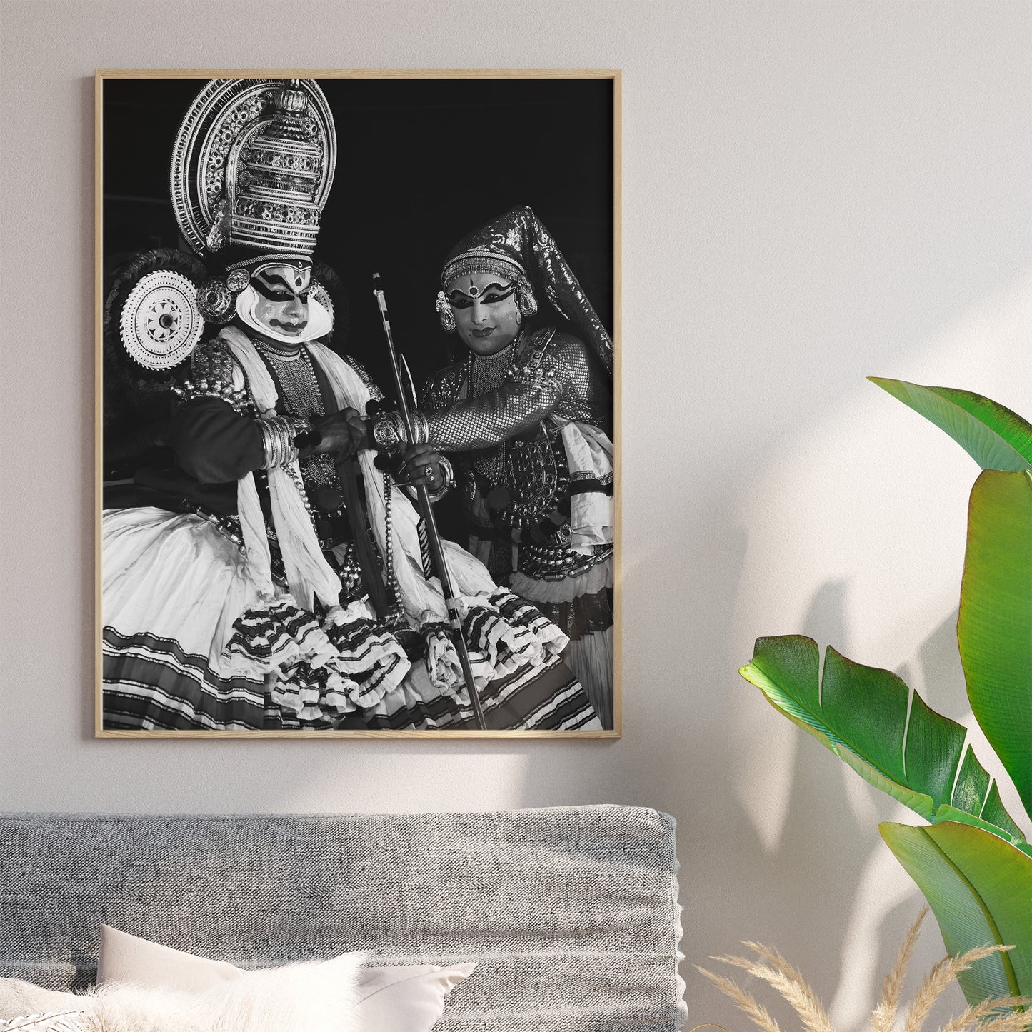 Traditional South India Kathakali Black and White Poster