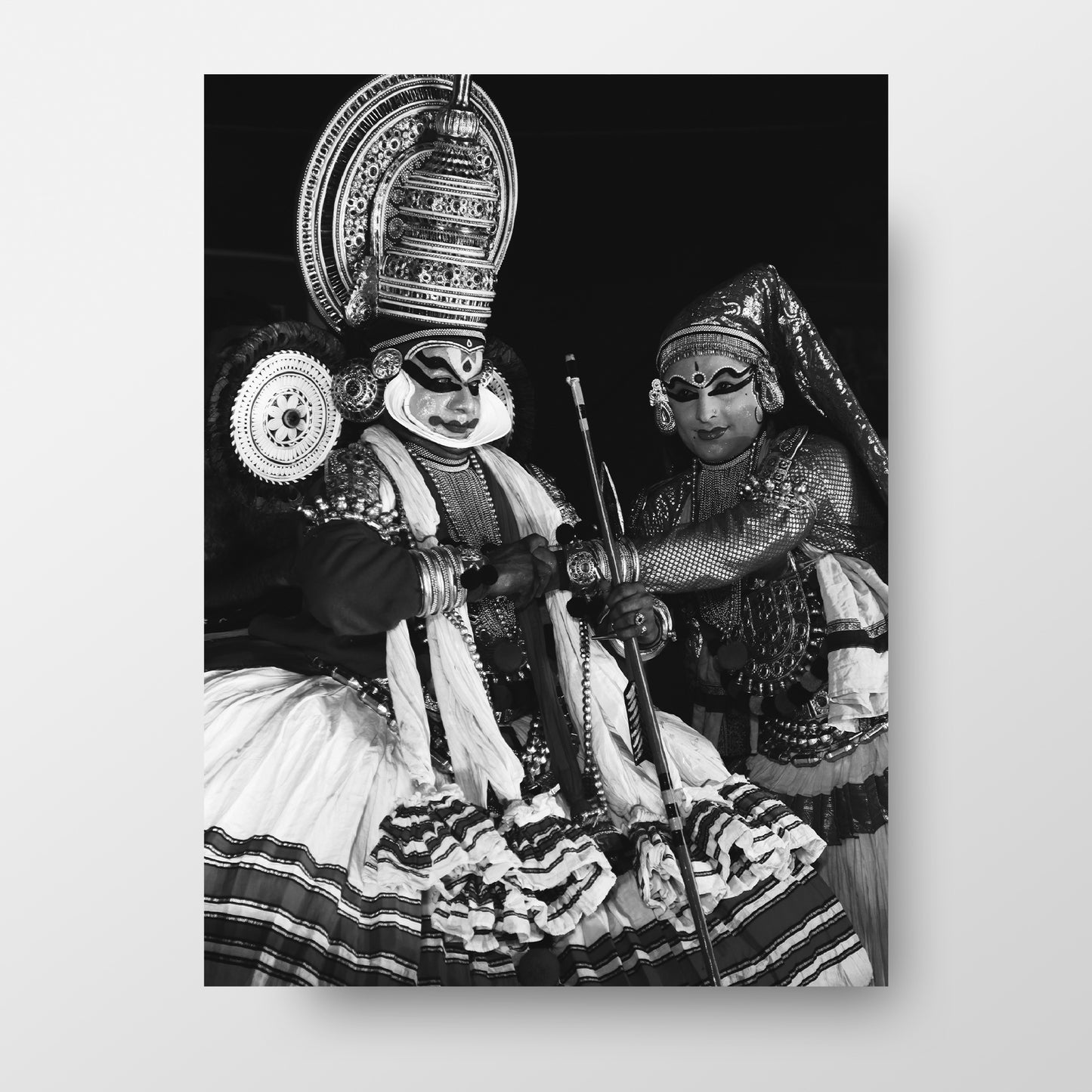 Traditional South India Kathakali Black and White Poster