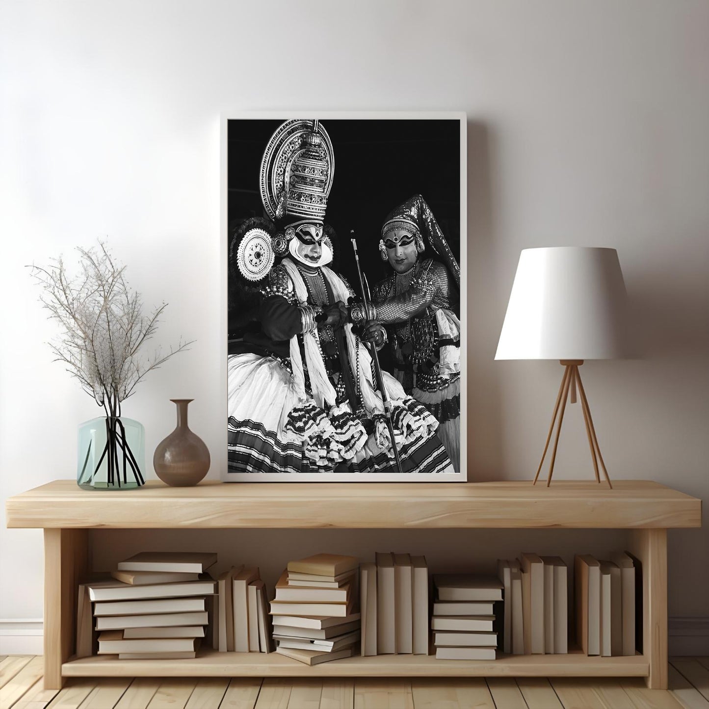 Traditional South India Kathakali Black and White Poster