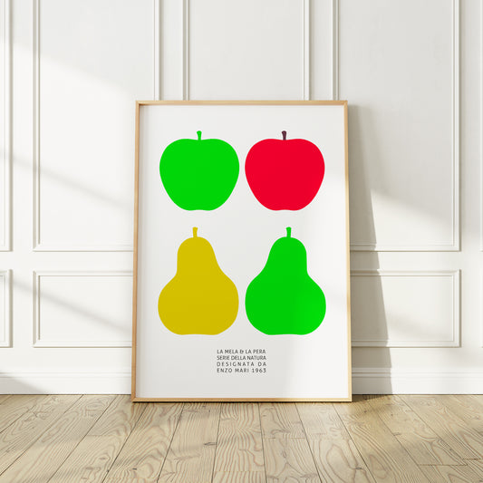 Vibrant "The Pear and the Apple (La Pera E La Mela)" 1963 Art Print by Enzo Mari