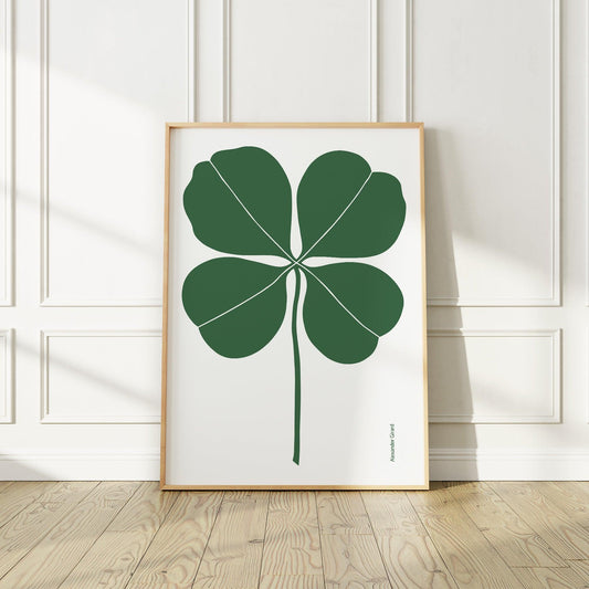 Mid-Century Modern Art Print Inspired by Alexander Girard, Green clover