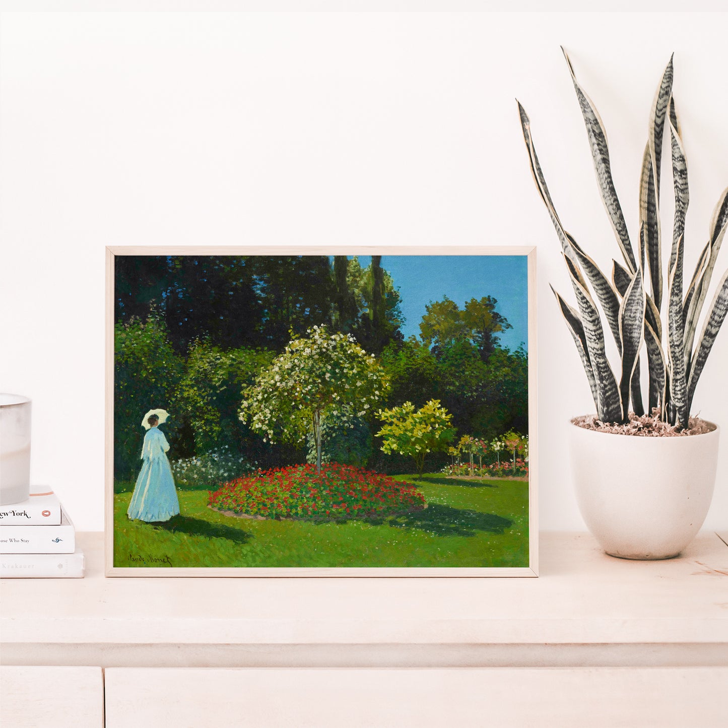Claude Monet, Lady in the garden, Enhanced Reproduction Art Print