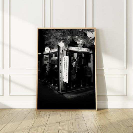 Small Ramen Restaurant in Tokyo, Black and white Photography Print