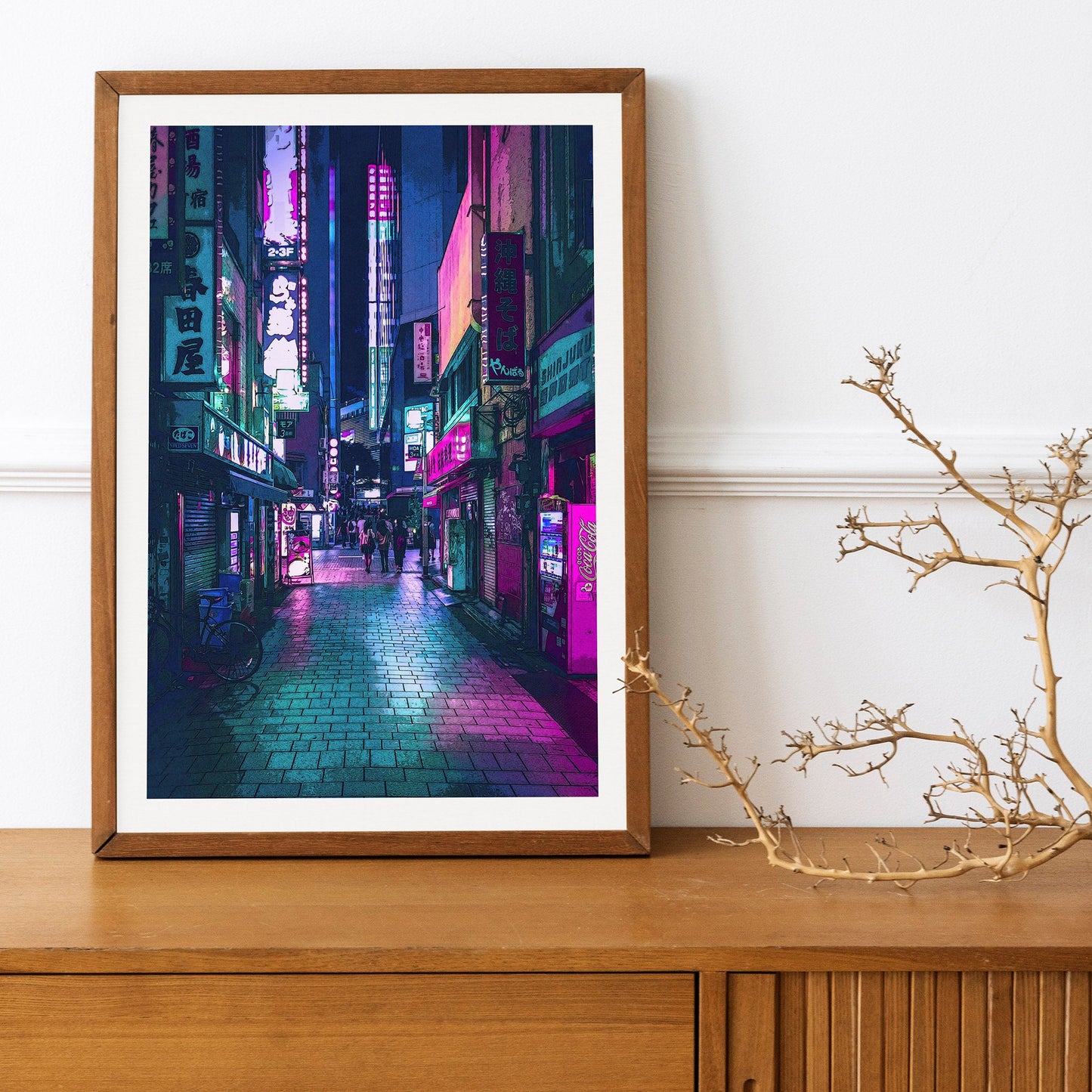Tokyo at Cyberpunk Anime Style Night Art Print