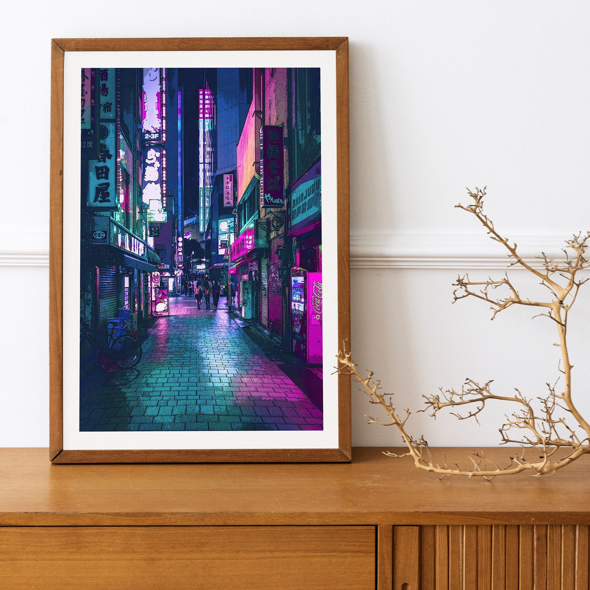 Tokyo at Cyberpunk Anime Style Night Art Print