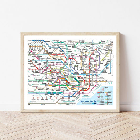 Tokyo Japan Subway Map in High Resolution Poster
