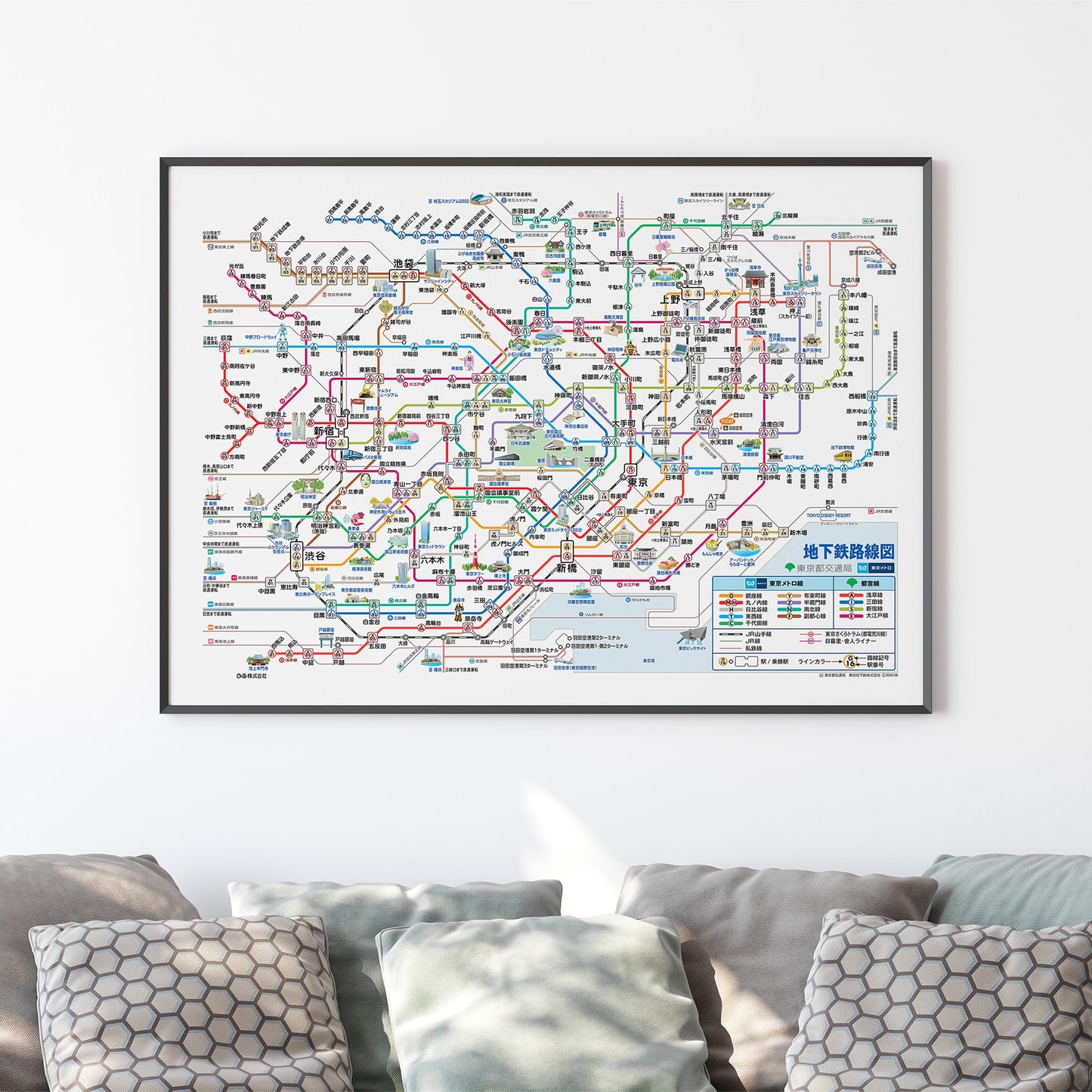Tokyo Japan Subway Map in Japanese Language Poster