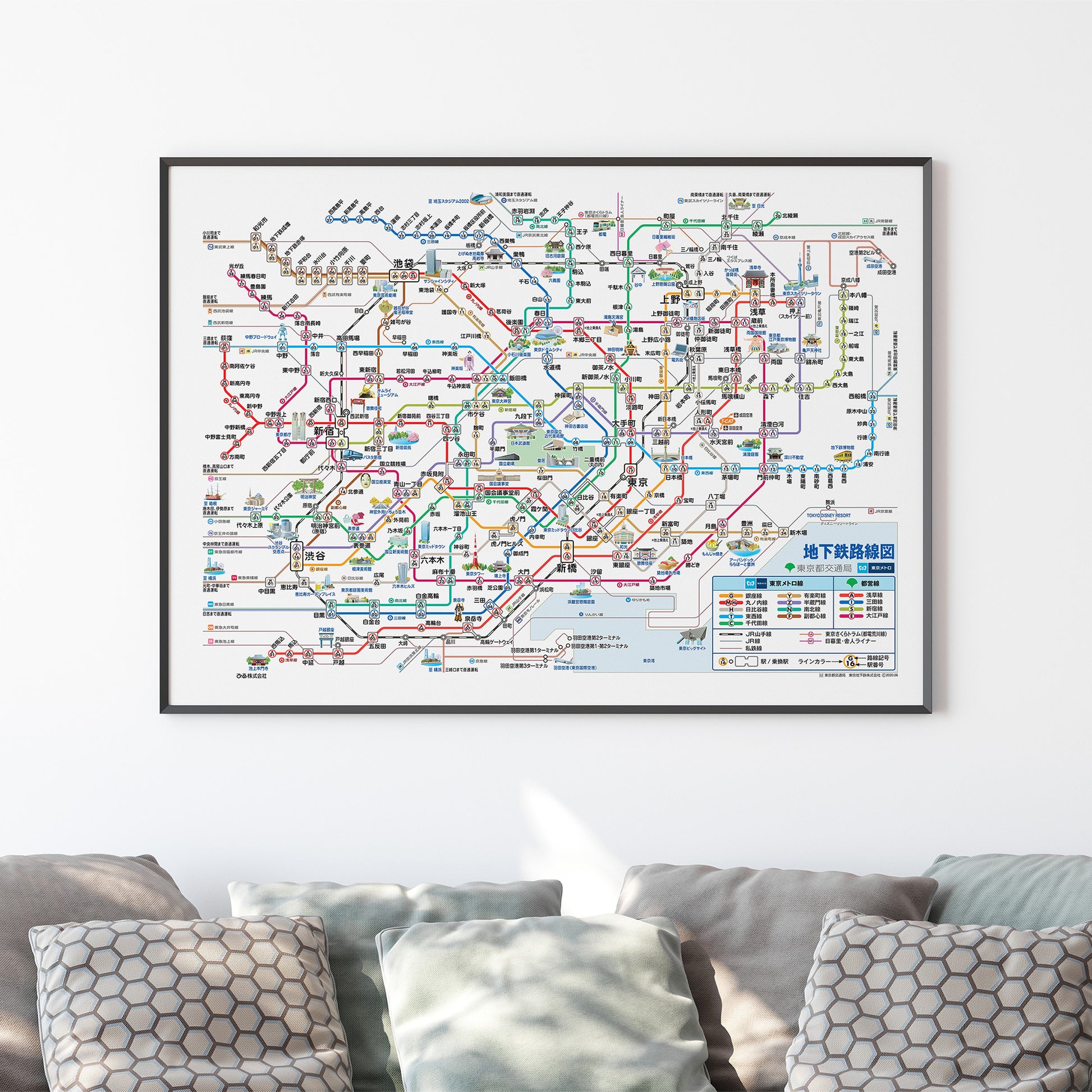 Tokyo Japan Subway Map in Japanese Language Poster