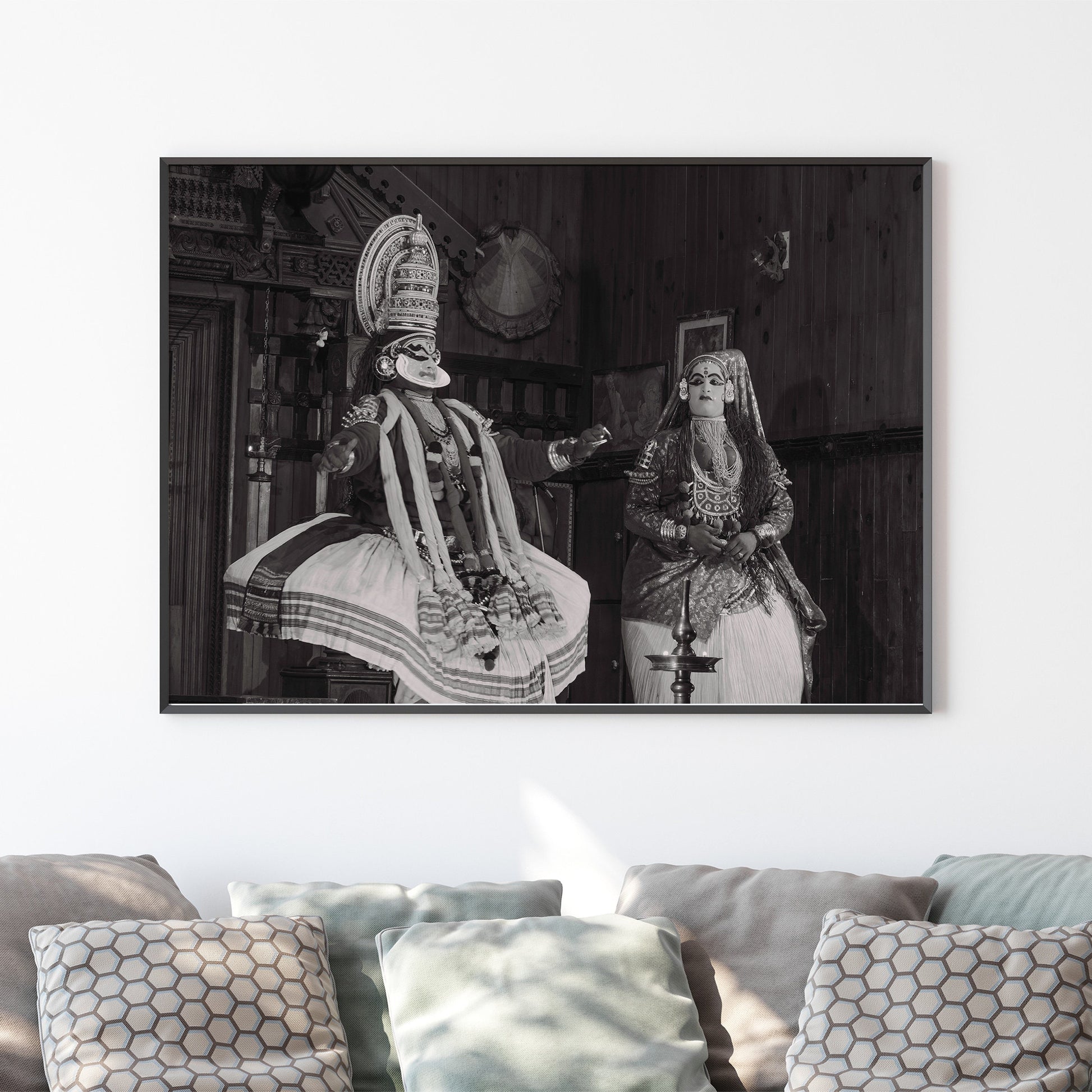 Traditional South India Kathakali Black and White Poster