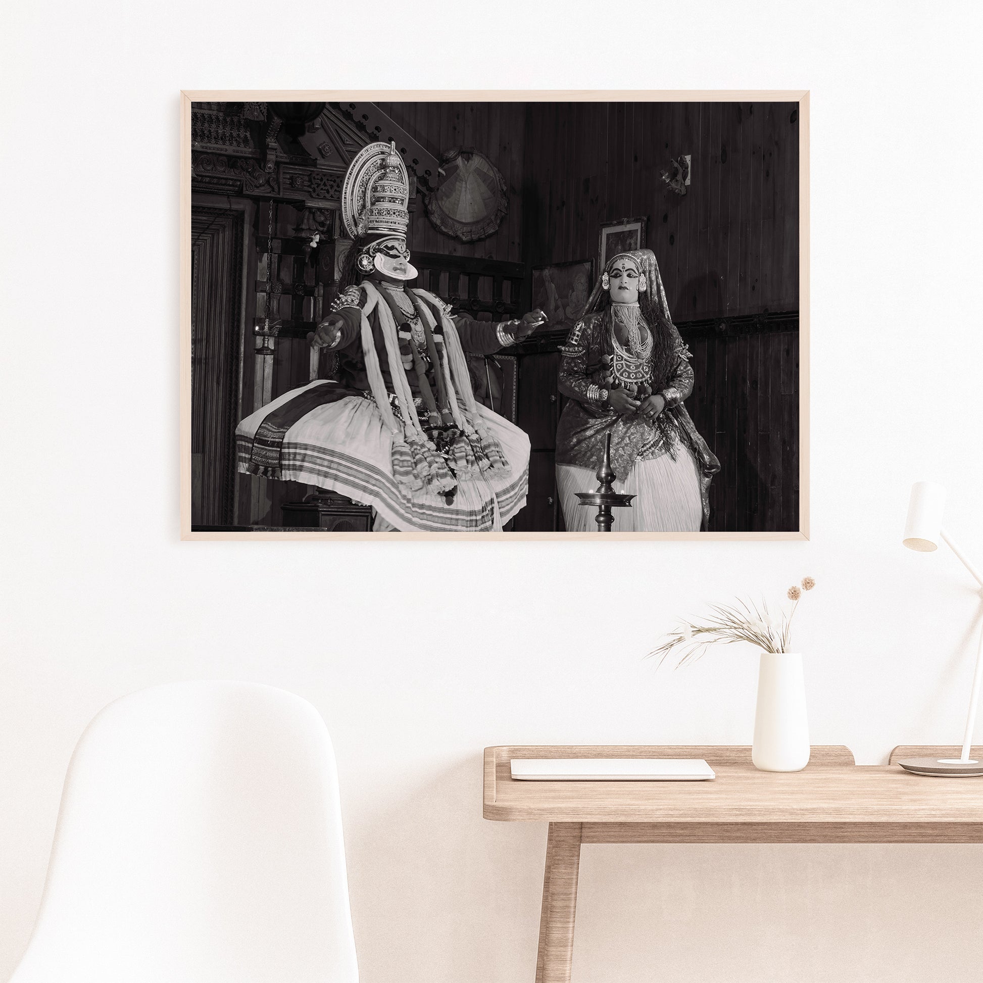 Traditional South India Kathakali Black and White Poster